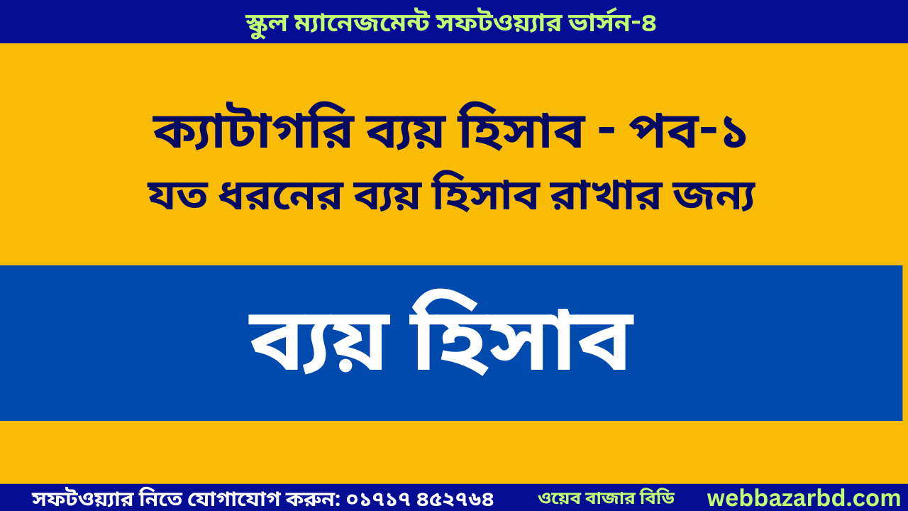 ক্যাটাগরি ব্যয় হিসাব – পব-১ যত ধরনের ব্যয় হিসাব রাখার জন্য